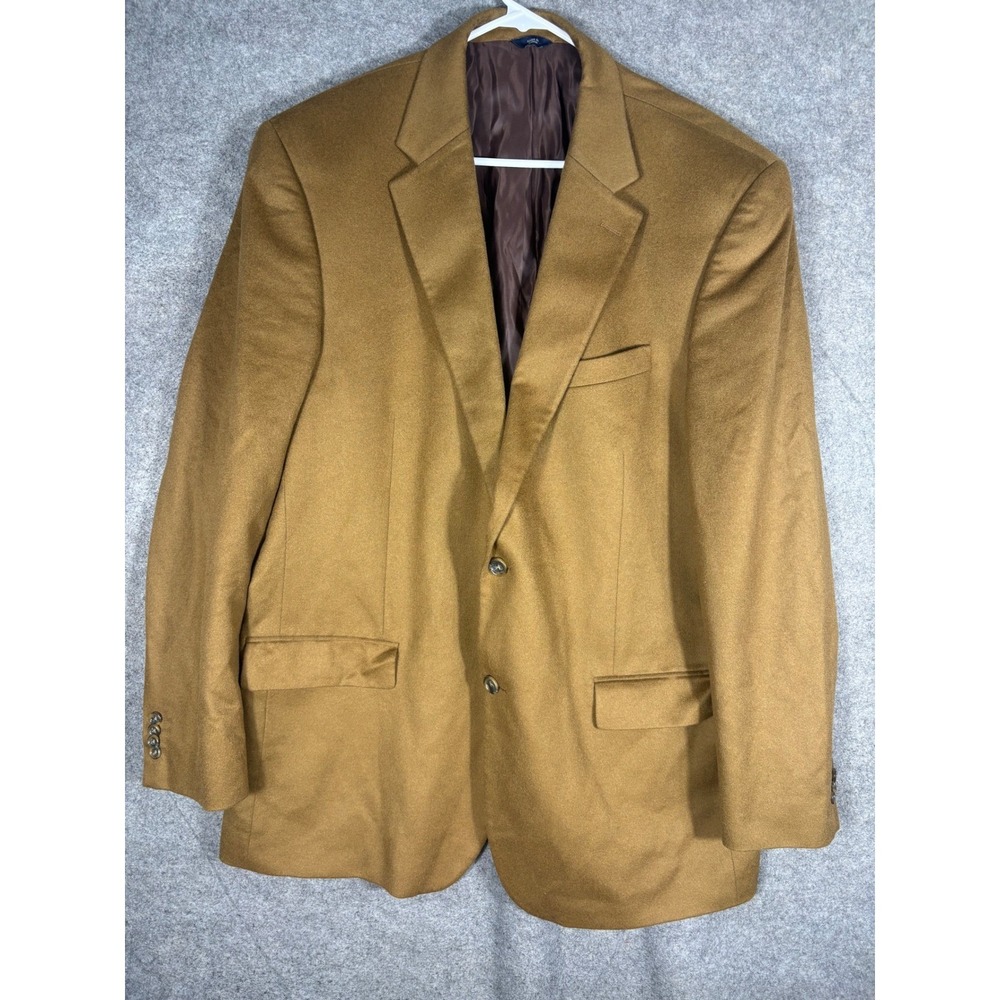Lord & Taylor Grant Thomas 100% Cashmere Blazer Camel Tan Sport Coat Mens 46L